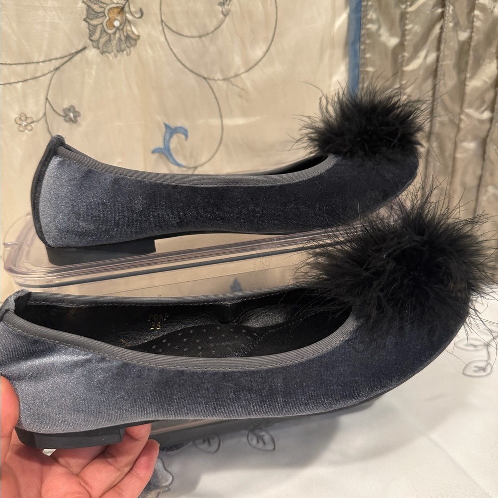Collection B Black Ballet Flats with Pom Pom - Picture 4 of 6